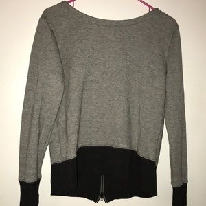 Grey and black sweater with zipper back